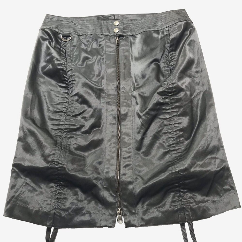 Vintage Y2K Bebe Skirt Womens 10 Metallic Ruched Rave Club Disco McBling Party - Picture 2 of 16